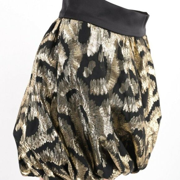 Zara Womens Metallic Gold Black Bubble Mini Skirt - Picture 5 of 8